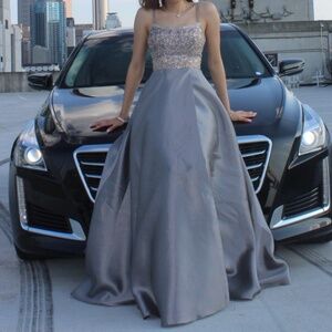 Silver with Rose Gold Rhinestone RSVP Prom Pageant Dress for sale!!